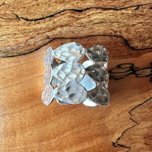 Sterling Silver Hammered 925 Band Cutout Beautiful Statement Ring | Size 11 | 9g